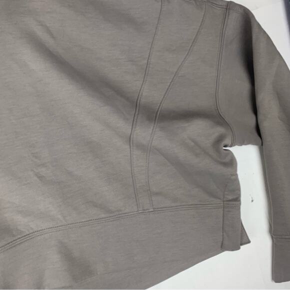 YPB women's small NeoKnit Gray Hoodie abercrombie crop tan brown workout - Picture 5 of 8